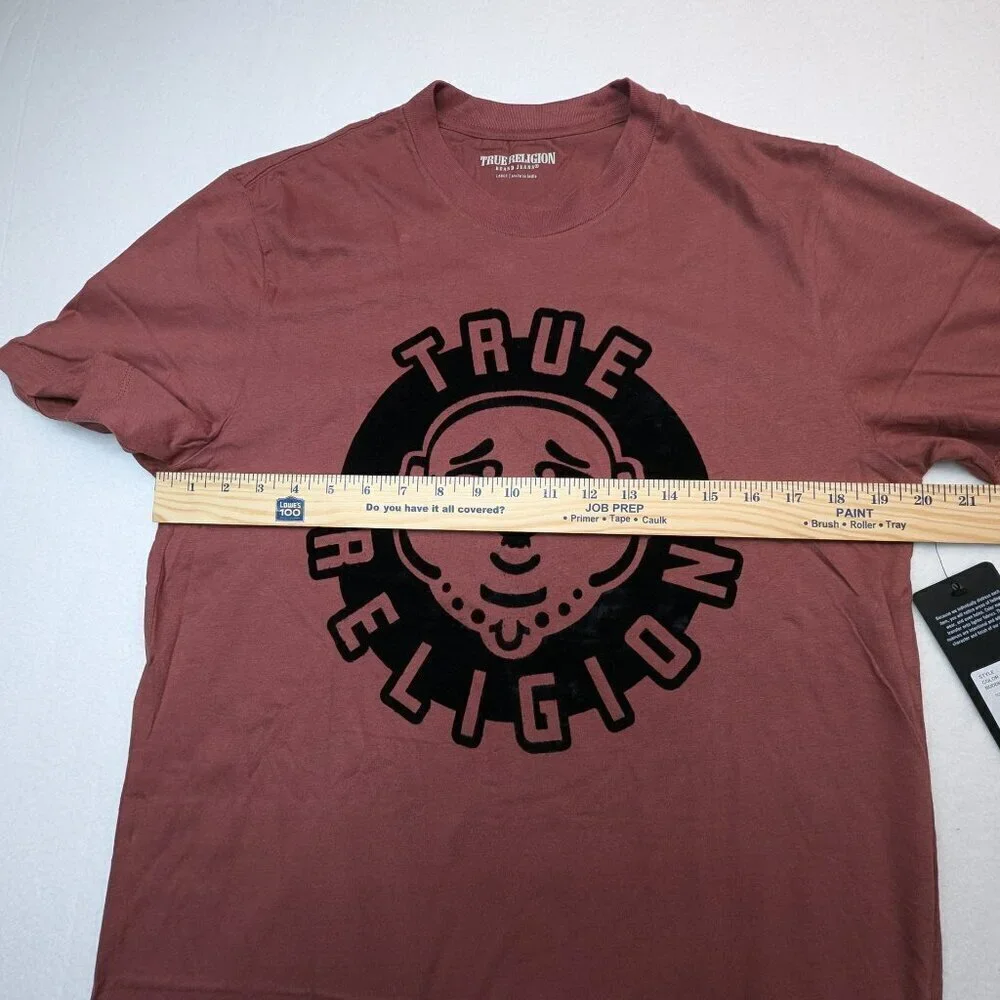 NWT True Religion Mens Sangria Cotton Buddha Face SS Tee Graphic T-Shirt $59